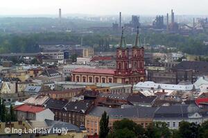 Nová radnice - pohled z vyhlídkové věže, Katedrála Božského spasitele, Ostrava