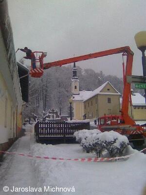Úklid sněhu na Hukvaldech
